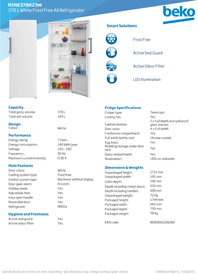 Image de la première page du manuel de l'appareil RSNE378K23W