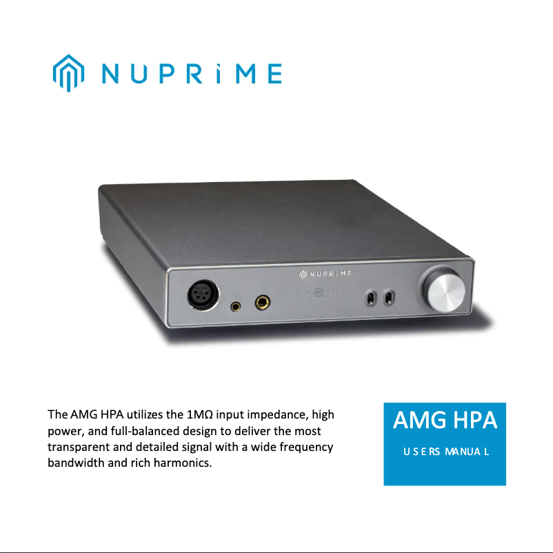 Page n°1 - Manuel utilisateur NuPrime AMG HPA