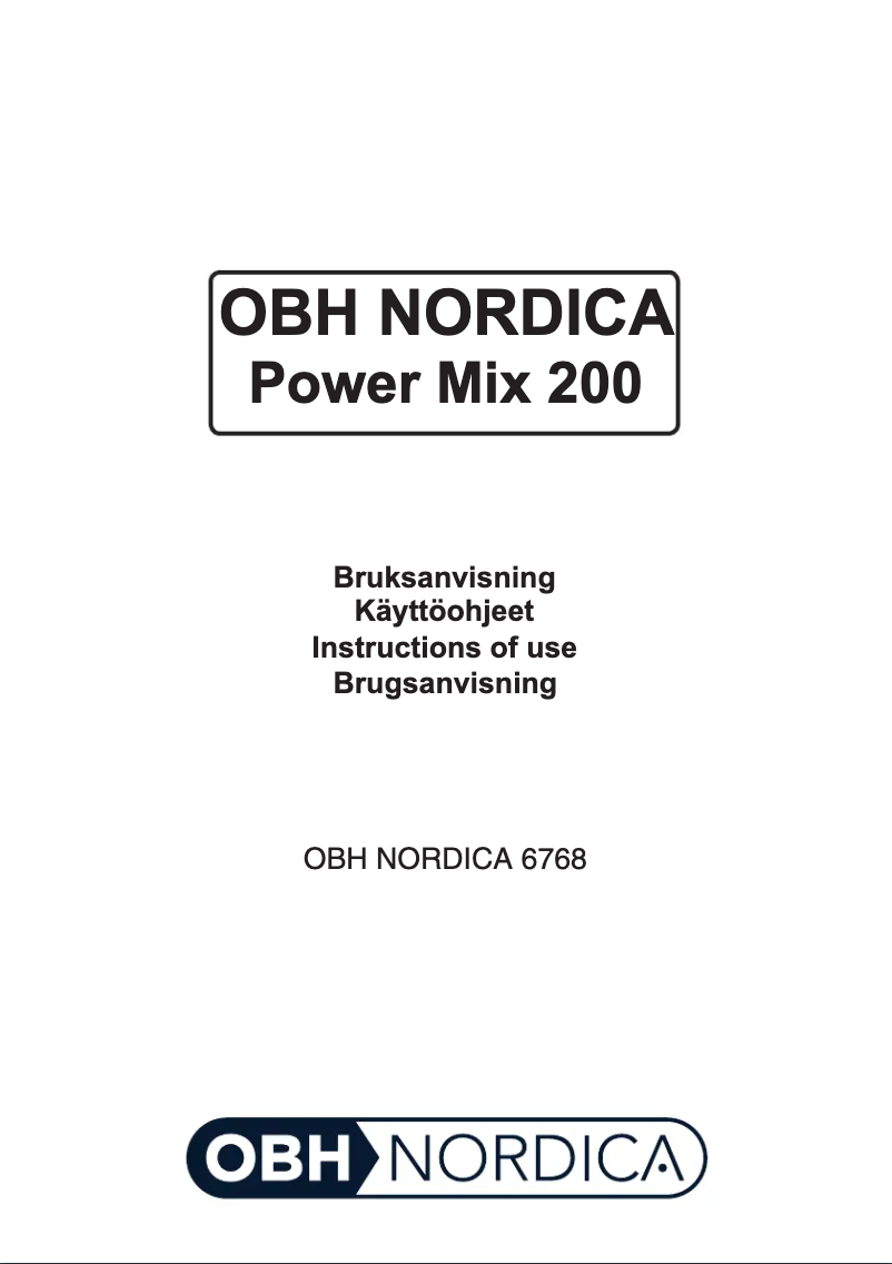 Page 1 de la notice Manuel utilisateur OBH Nordica Power Mix