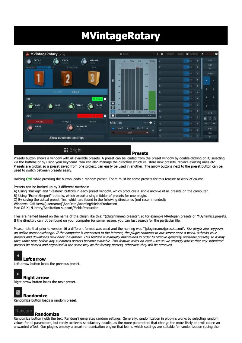 Page n°1 - Manuel utilisateur MeldaProduction MVintageRotary