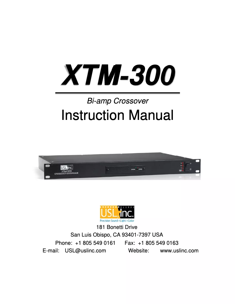 Page n°1 - Manuel utilisateur QSC USL XTM-300A