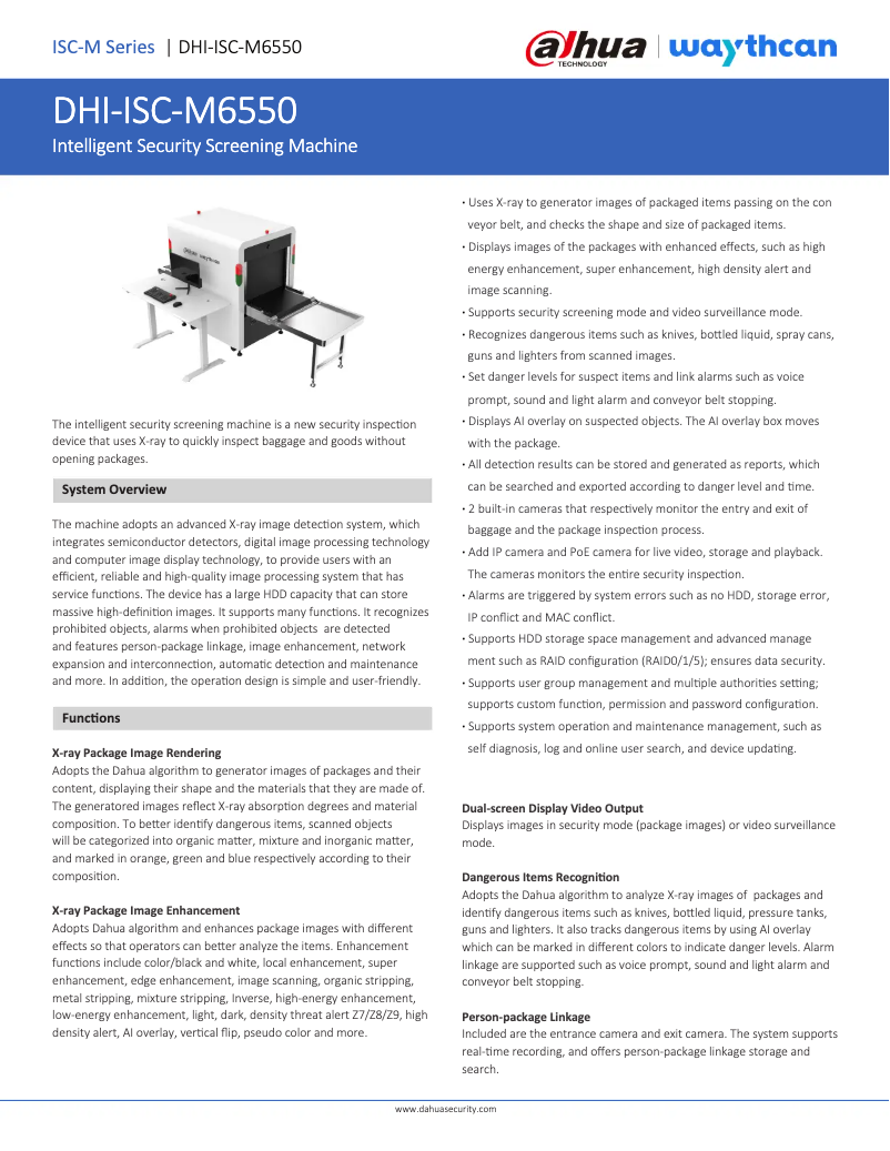 Página 1 del manual Ficha técnica Dahua Technology ISC-M6550