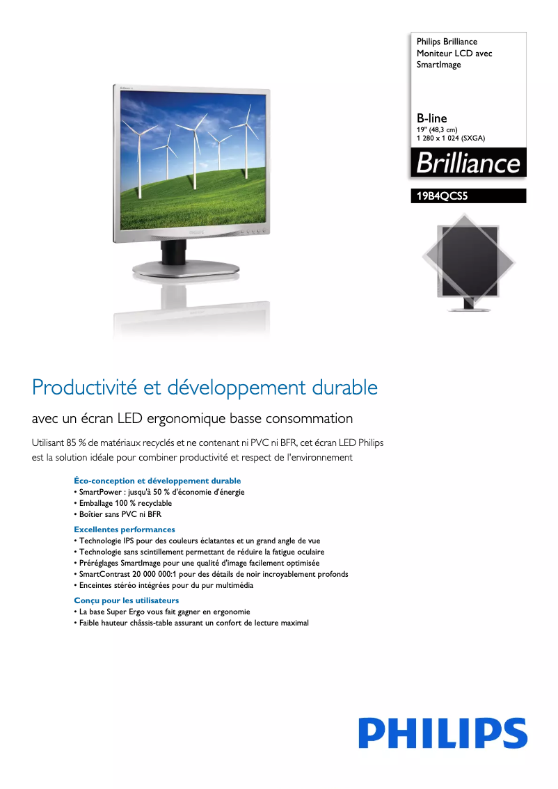 Image de la première page du manuel de l'appareil Brilliance 19B4QCS5