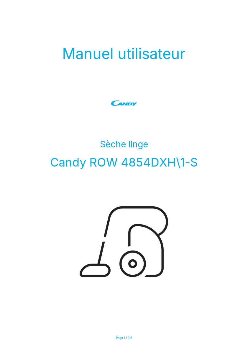 Page n°1 - Manuel utilisateur Candy ROW 4854DXH\1-S