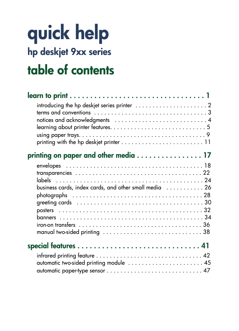 Image de la première page du manuel de l'appareil Deskjet 960cse