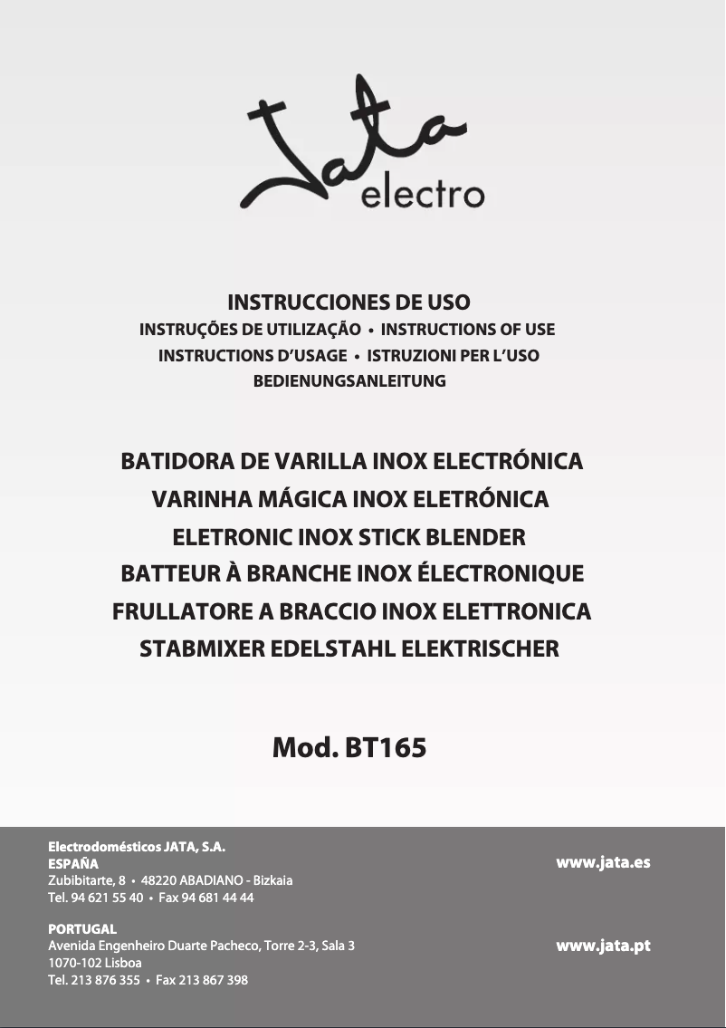 Page 1 de la notice Manuel utilisateur Jata BT165