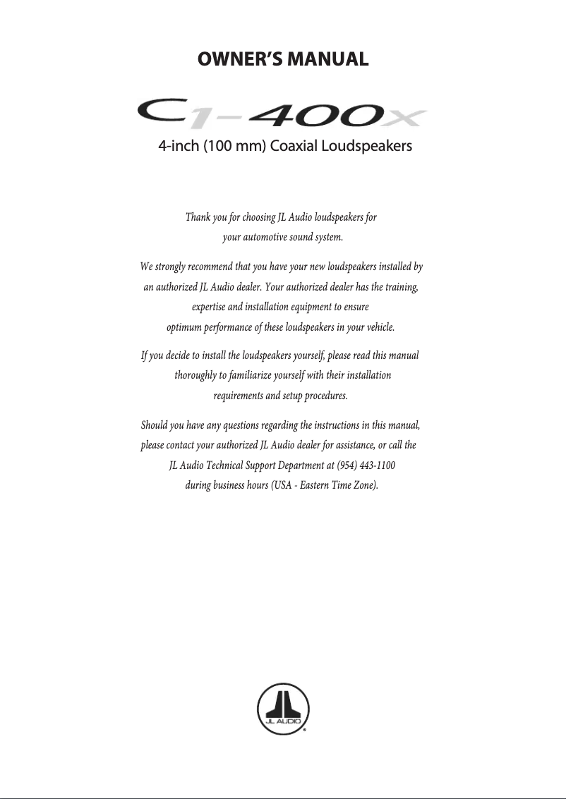 Página 1 del manual Manual de uso y mantenimiento JL Audio C1-400X