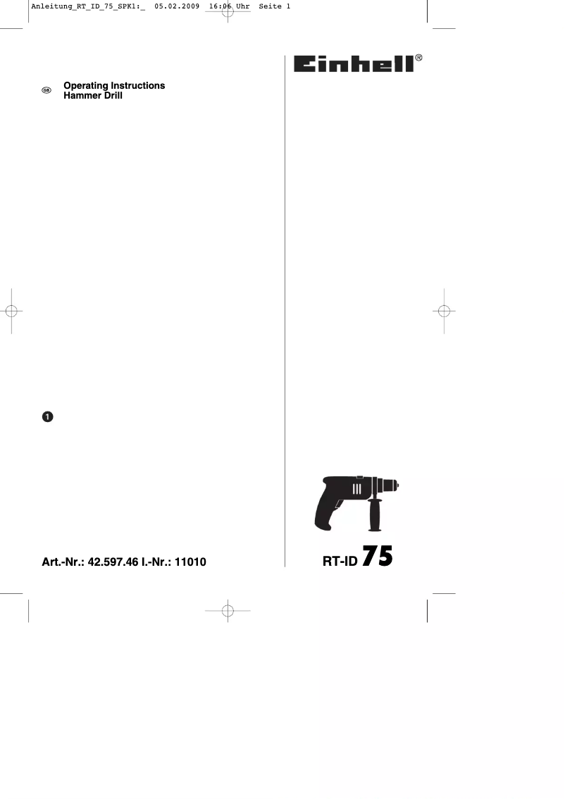 Imagen de la primera página del manual del dispositivo RT-ID 75