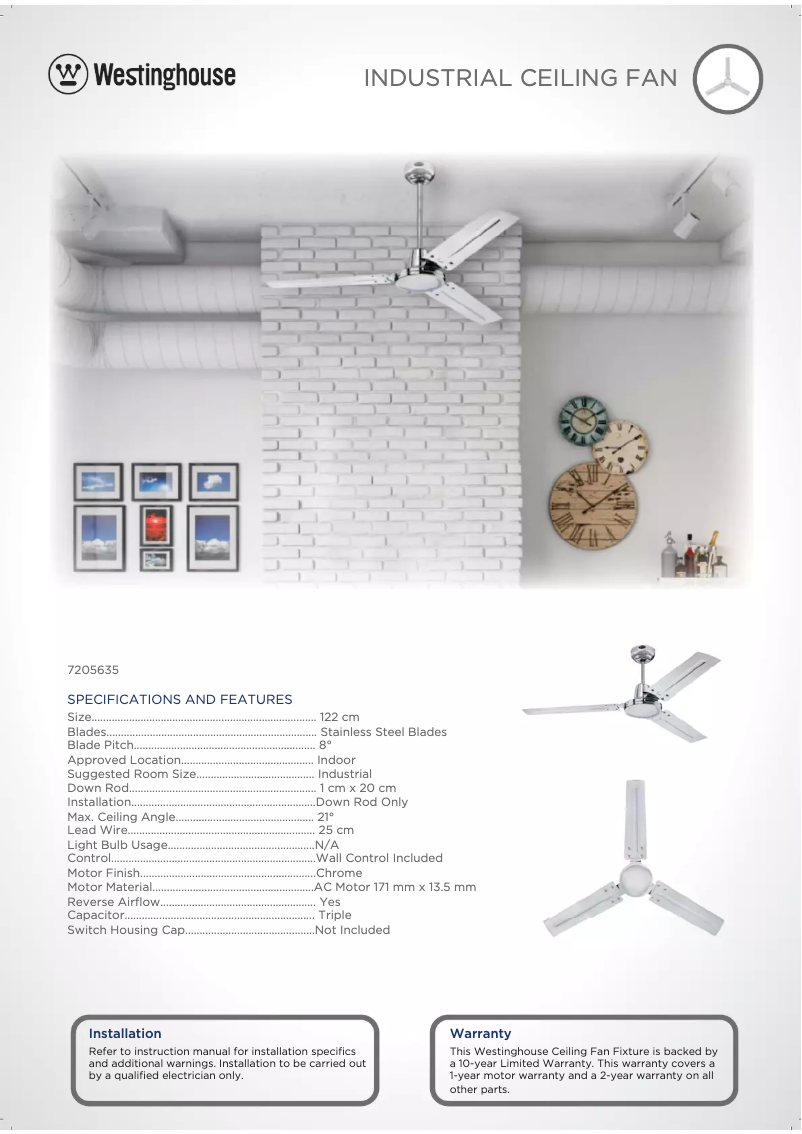 Page n°1 - Fiche technique Westinghouse 7205635