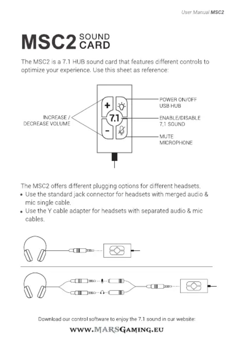 Page 1 de la notice Manuel utilisateur Mars Gaming MSC2