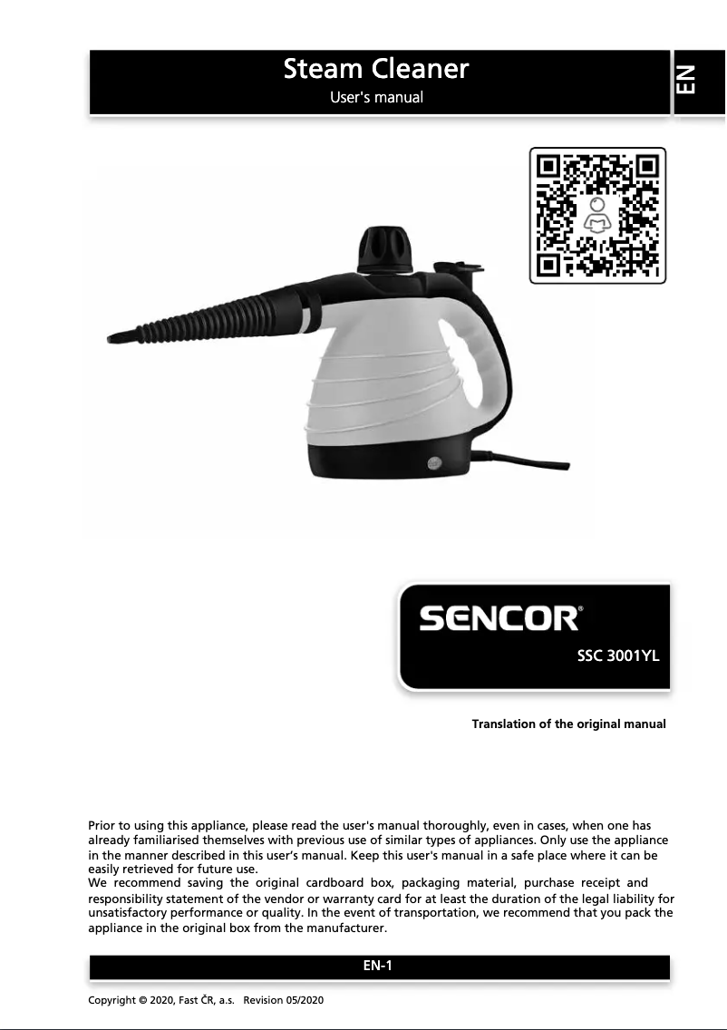 Page n°1 - Manuel utilisateur Sencor SSC 3001YL