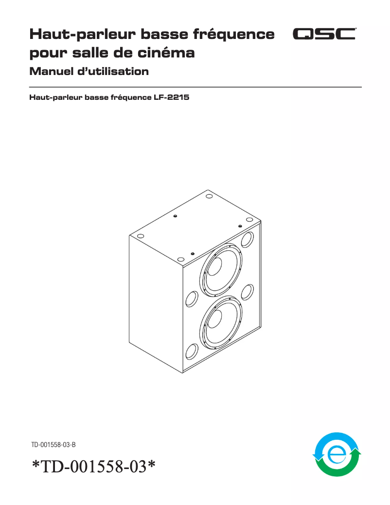 Page 1 de la notice Manuel utilisateur QSC SC-223X