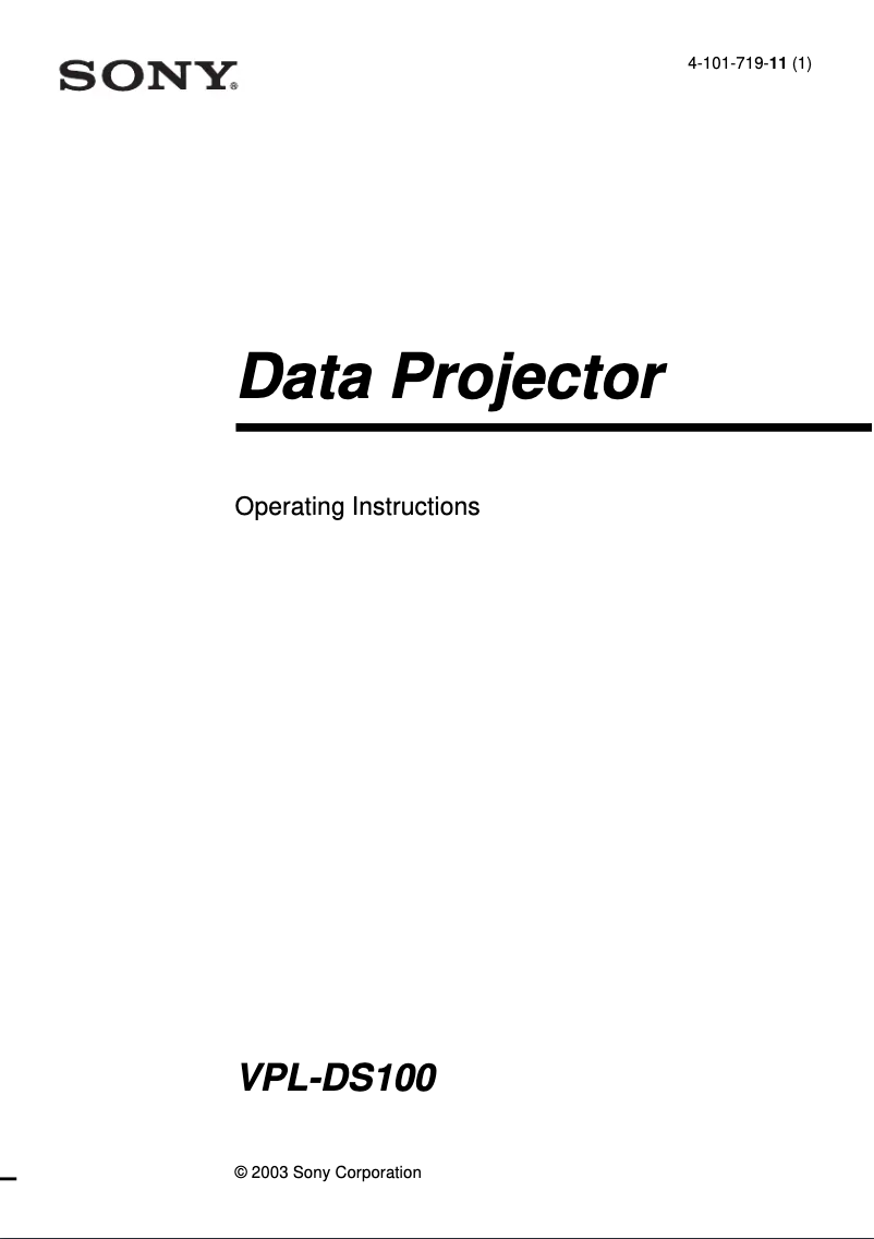 Page 1 de la notice Manuel utilisateur Sony VPL-DS100