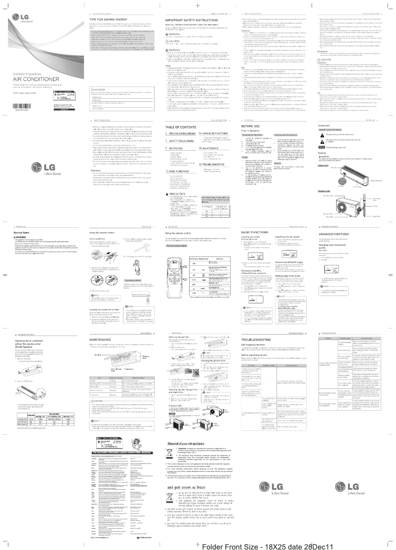 Page n°1 - Manuel utilisateur LG LSU5UR2A1
