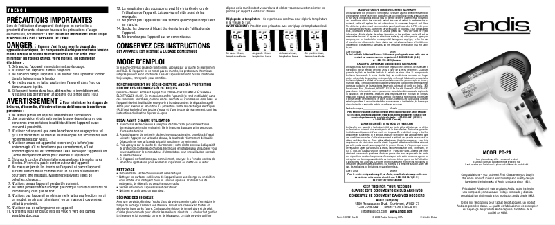 Page n°1 - Manuel utilisateur Andis PD-2A