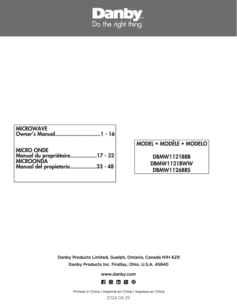 Image de la première page du manuel de l'appareil DBMW1126BBS