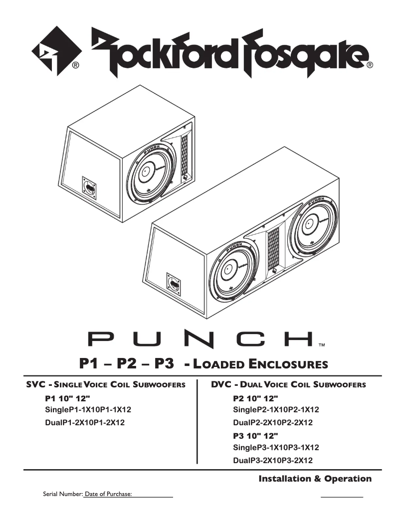 Page n°1 - Manuel utilisateur Rockford Fosgate Punch P3-1X12