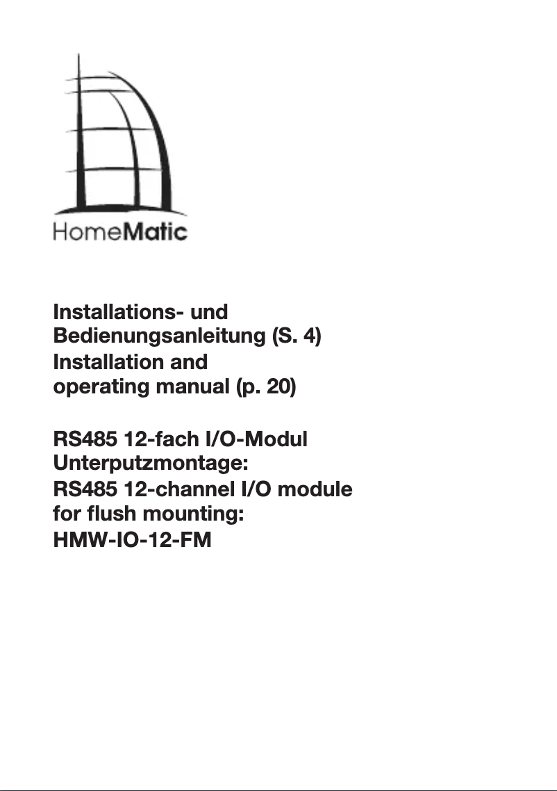 Page n°1 - Manuel utilisateur Homematic IP HMW-IO-12-FM