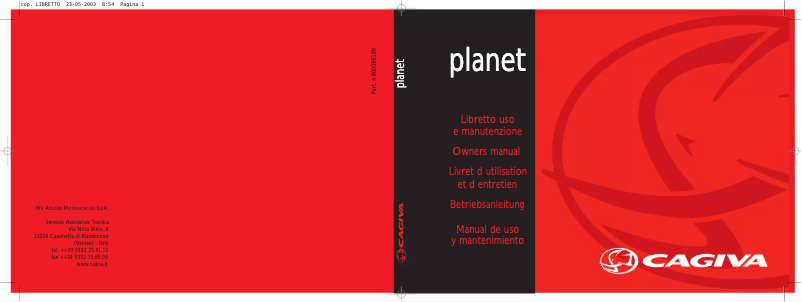 Page 1 de la notice Manuel utilisateur Cagiva Planet 125 (2001)