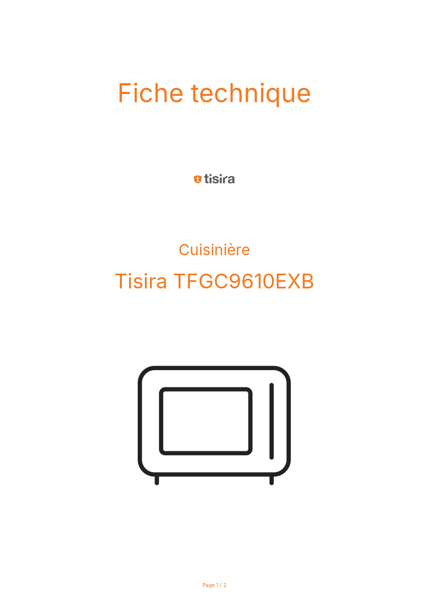Image de la première page du manuel de l'appareil TFGC9610EXB