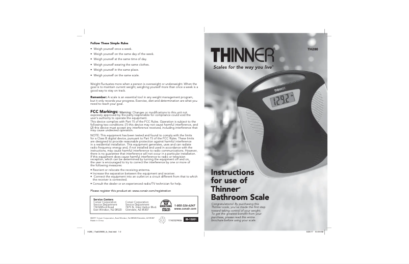 Page 1 de la notice Manuel utilisateur Conair Thinner TH280