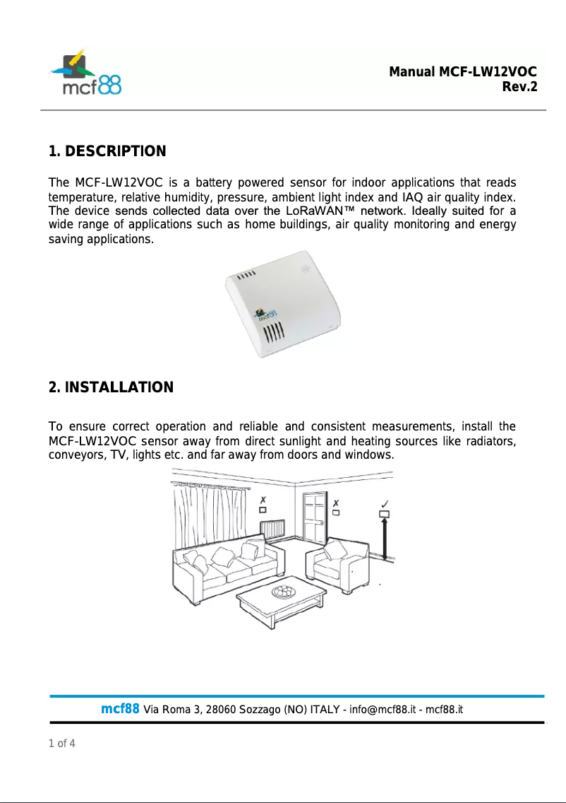 Page n°1 - Manuel utilisateur MCF88 MCF-LW12VOC