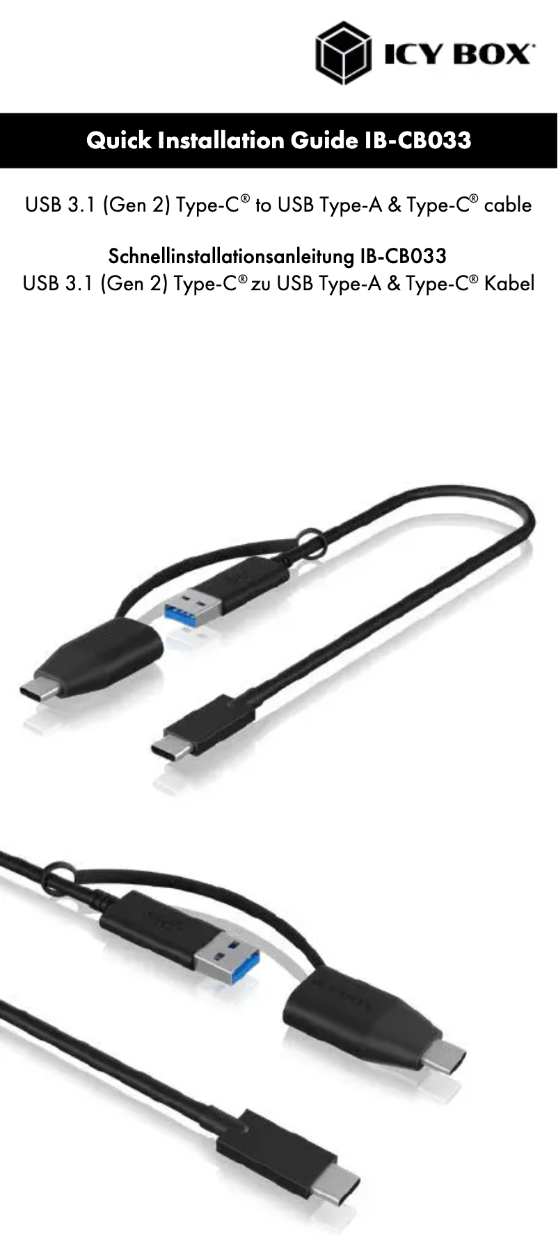 Page 1 de la notice Manuel utilisateur Icy Box IB-CB033