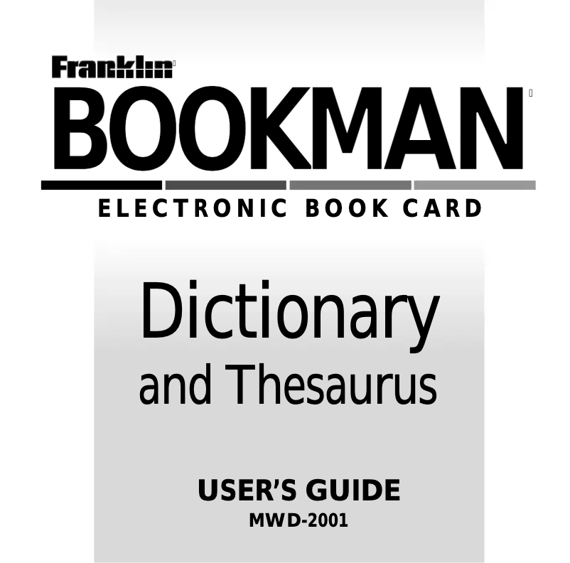 Page 1 de la notice Manuel utilisateur Franklin MWD-2001 Bookman