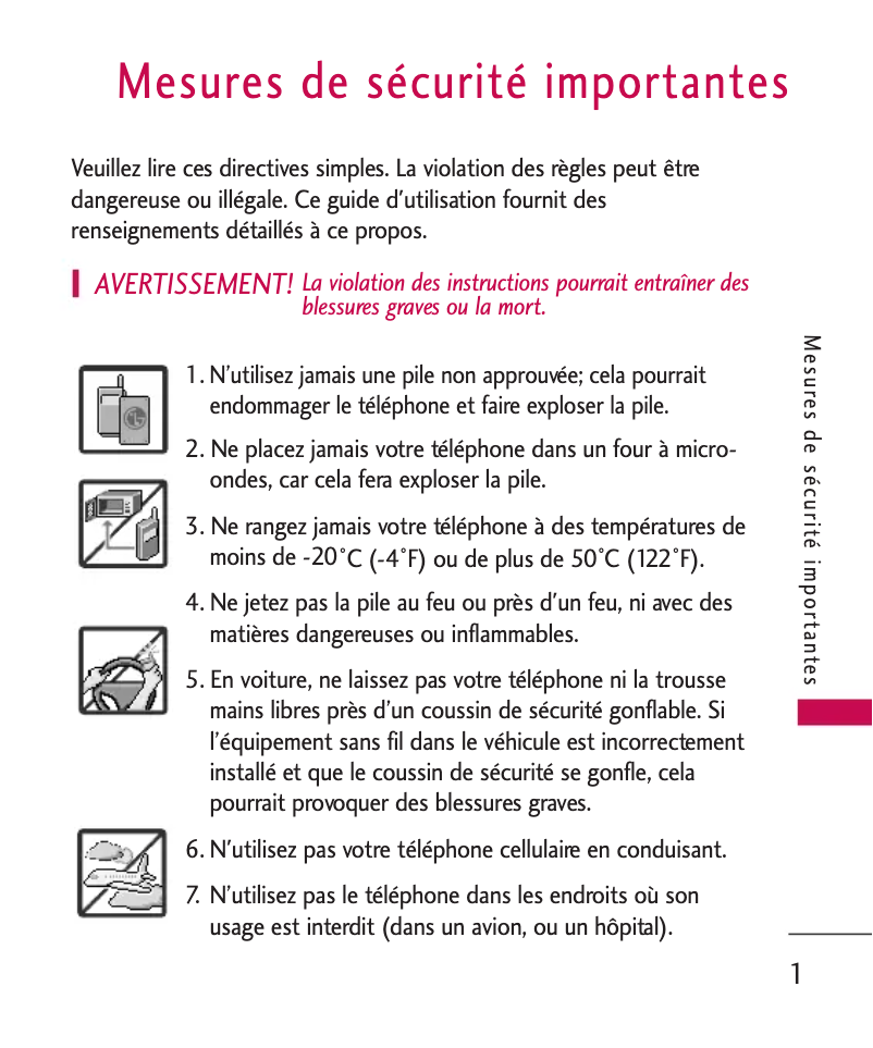 Page 1 de la notice Manuel utilisateur LG LGCX260