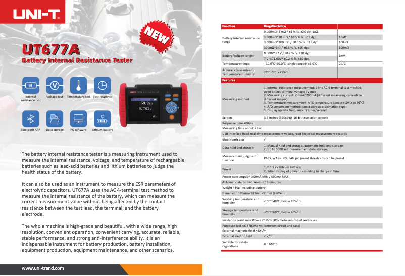 Image de la première page du manuel de l'appareil UT677A