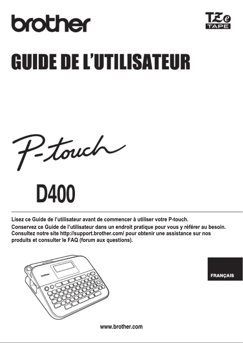 Page 1 de la notice Manuel utilisateur Brother P-Touch D400