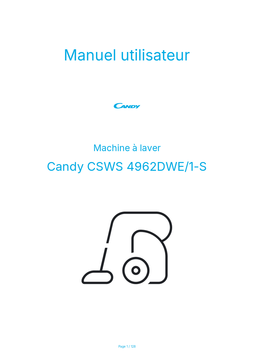 Page n°1 - Manuel utilisateur Candy CSWS 4962DWE/1-S