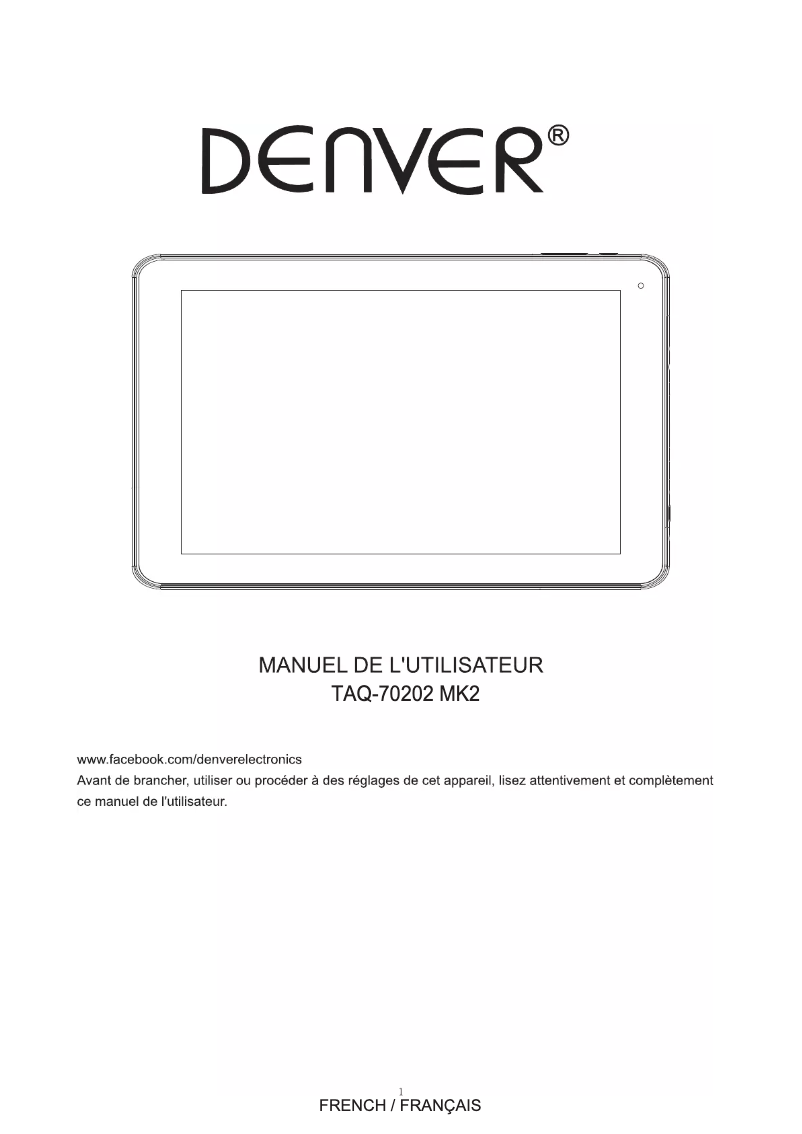 Page 1 de la notice Manuel utilisateur Denver TAQ-70202 MK2