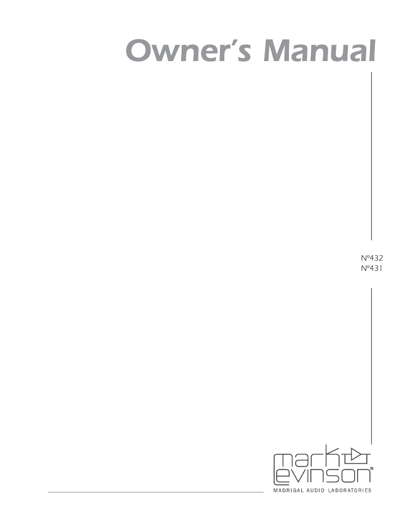Page 1 de la notice Manuel utilisateur Mark Levinson No432