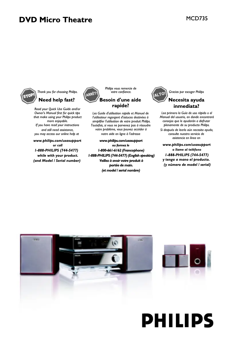 Page 1 de la notice Manuel utilisateur Philips MCD735