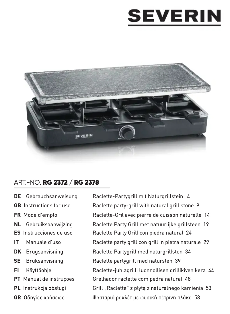 Page 1 de la notice Manuel utilisateur Severin RG 2378