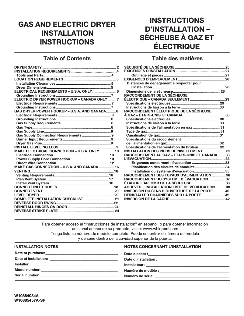 Page n°1 - Guide d'installation Maytag MEDB955FC