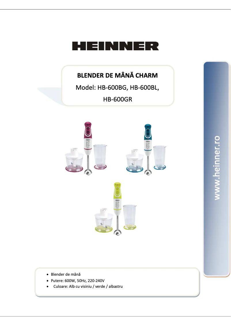 Page 1 de la notice Manuel utilisateur Heinner HB-600BL