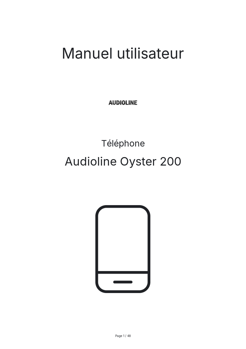 Page n°1 - Manuel utilisateur Audioline Oyster 200