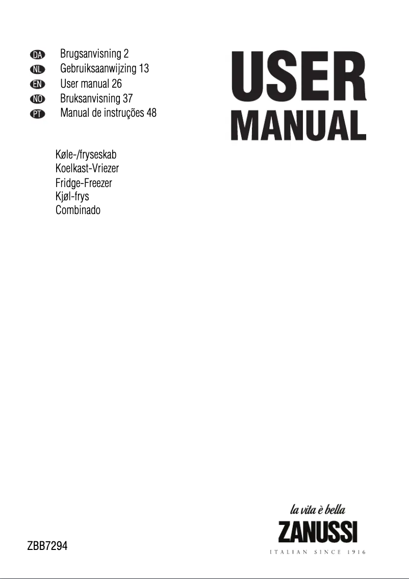 Image de la première page du manuel de l'appareil Zbb 7294 280l