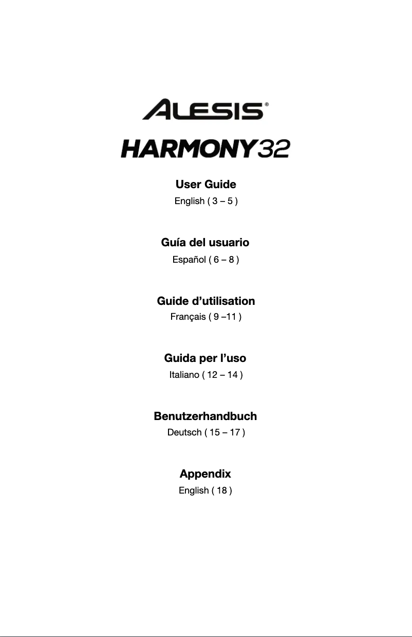 Página 1 del manual Manual de usuario Alesis Harmony 32