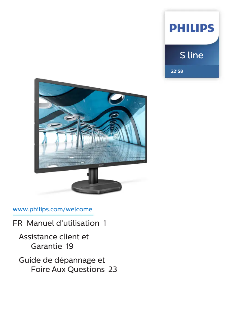 Page 1 de la notice Manuel utilisateur Philips 221S8LDAW