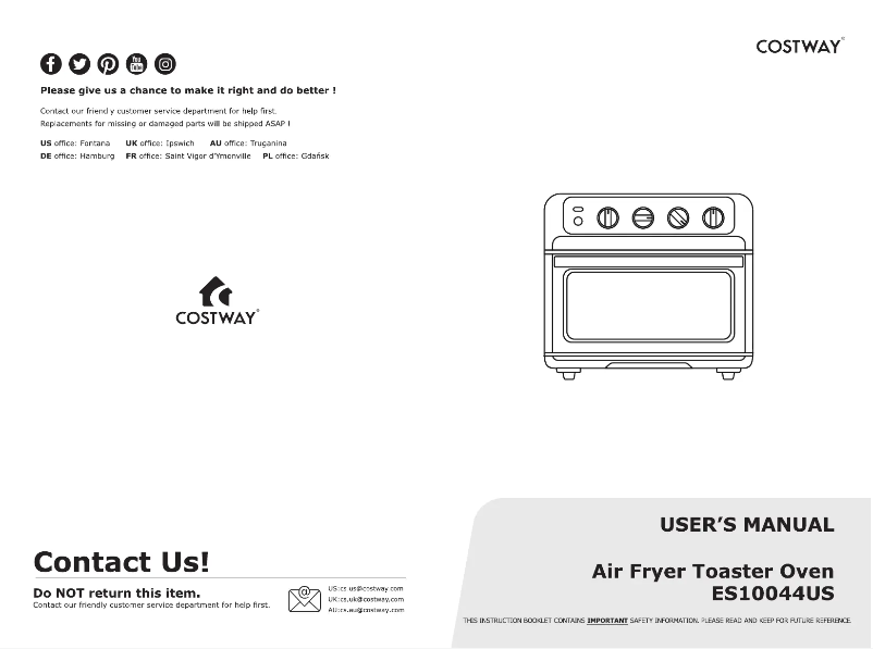 Page n°1 - Manuel utilisateur Costway ES10044US