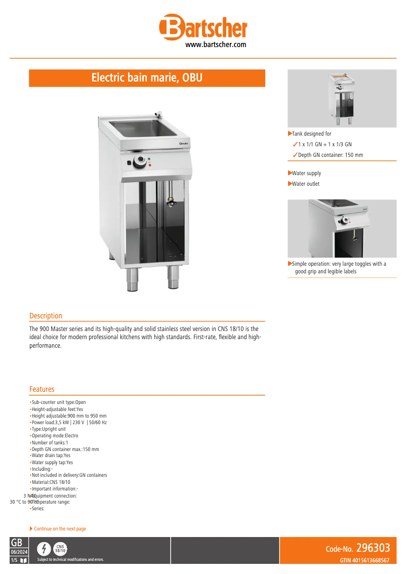 Image de la première page du manuel de l'appareil 296303
