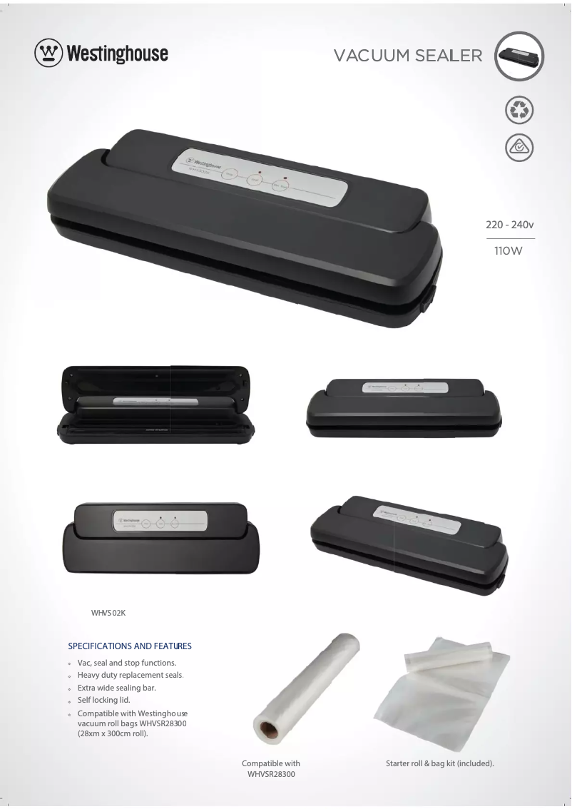 Image de la première page du manuel de l'appareil WHVS02K