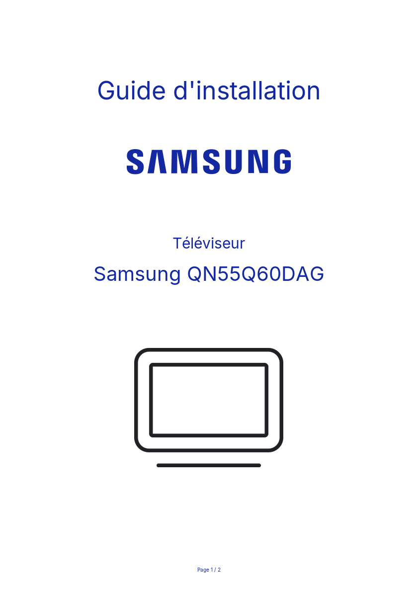 Page n°1 - Guide d'installation Samsung QN55Q60DAG