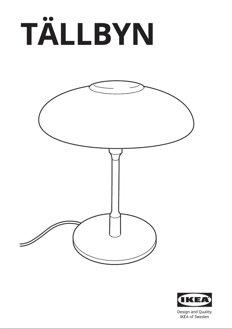 Page 1 de la notice Manuel utilisateur Ikea TÄLLBYN 904.376.67