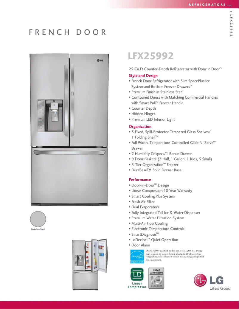 Página 1 del manual Ficha técnica LG LFX25992ST