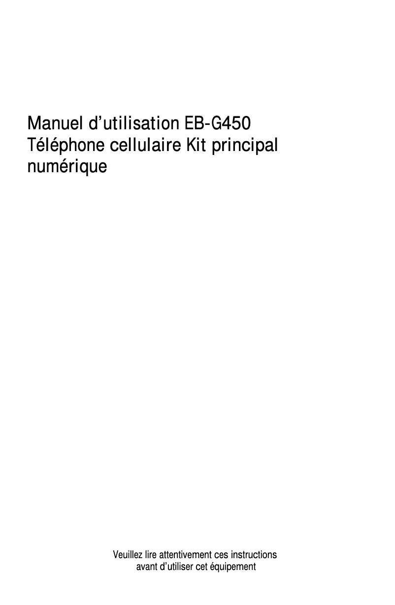 Page 1 de la notice Manuel utilisateur Panasonic EB-G450