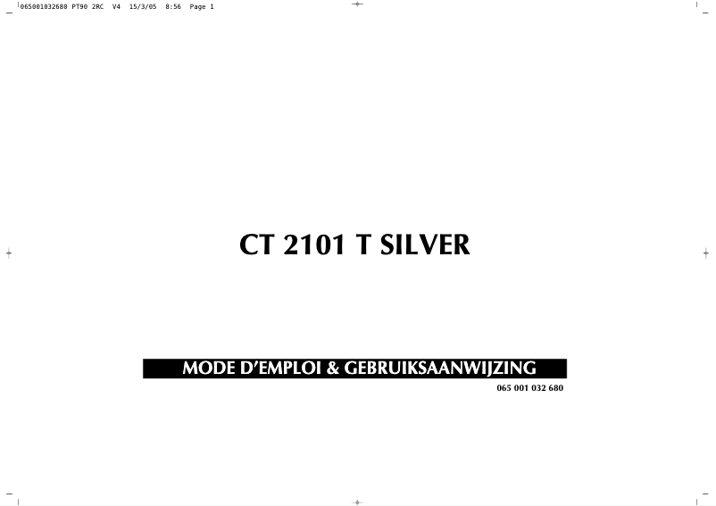 Image de la première page du manuel de l'appareil CT2101T Silver